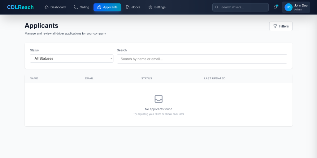 CDLReach Applicants Dashboard