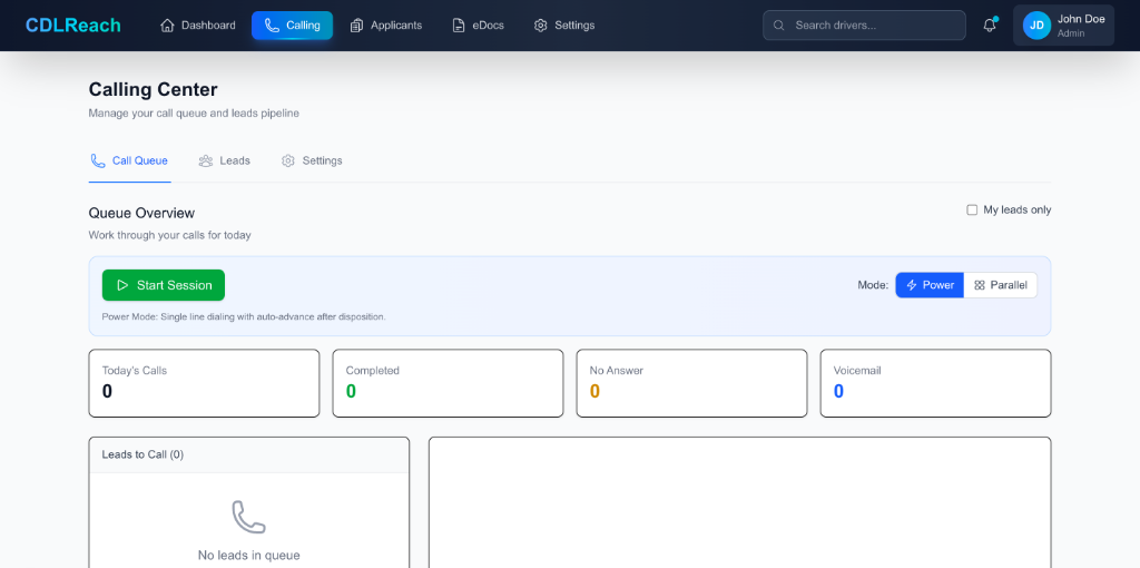 CDLReach Calling Center Dashboard
